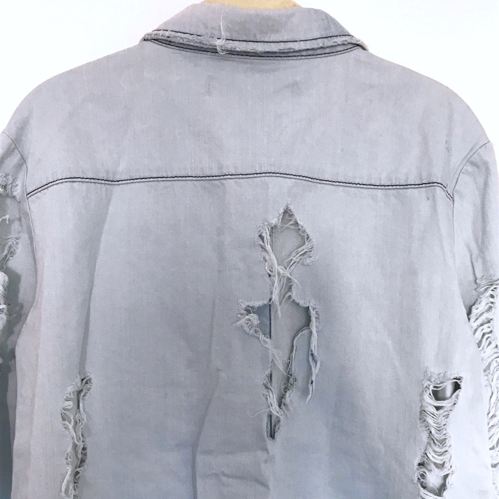 Contemporary Denim Shirt with Ripped Design Details - NWOT - Picture 5 of 5